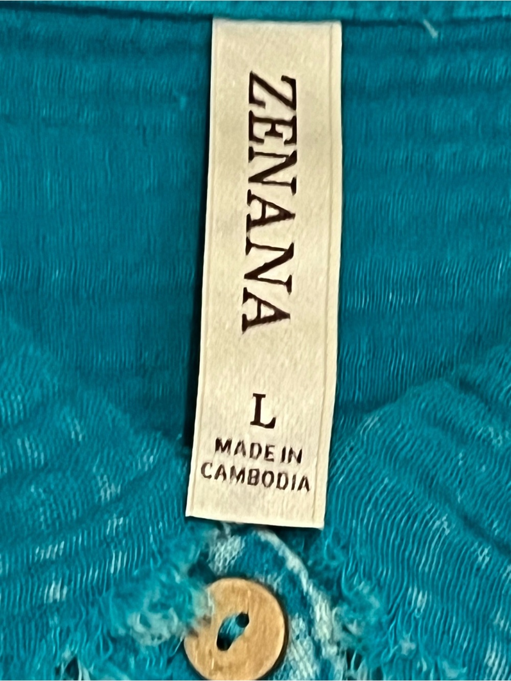Zenana Outfitters Teal-Blue Button Down Shirt with Chest Pocket - Picture 3 of 3